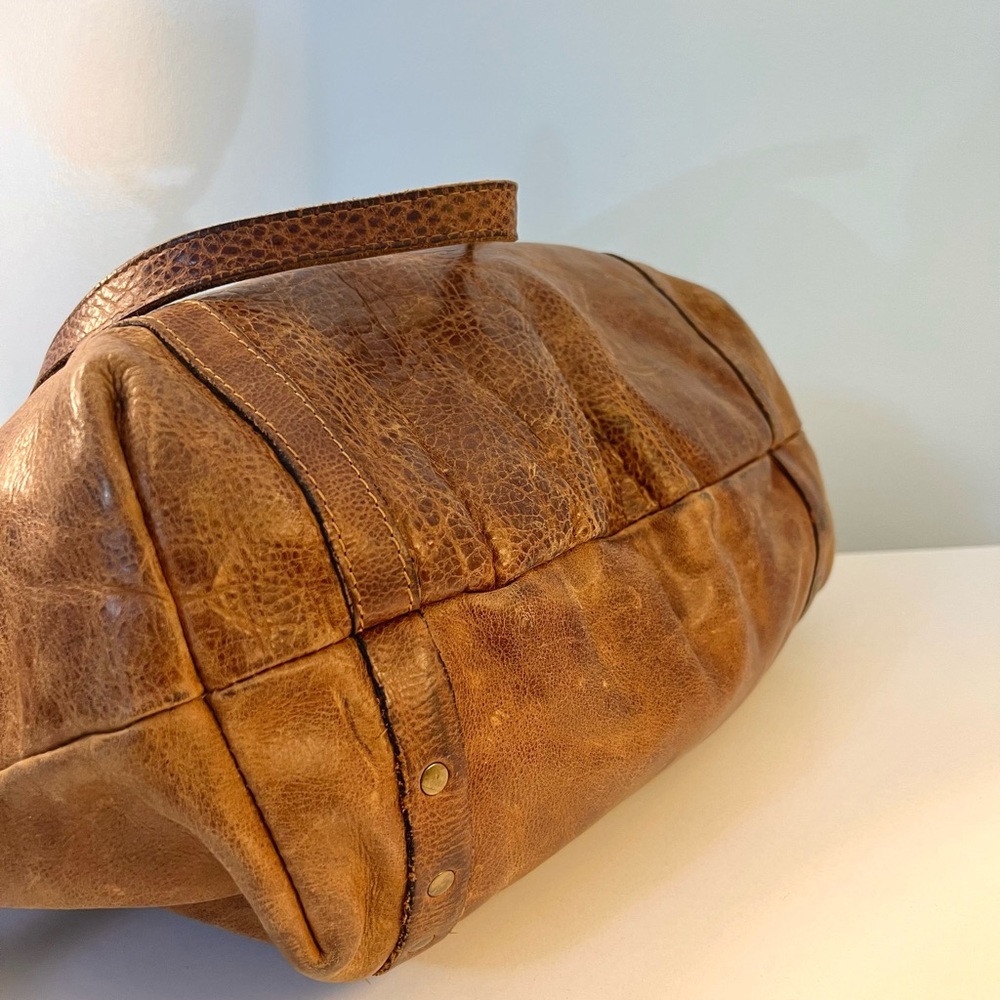Patricia Nash Benvenuto Tan Vintage Distressed Leather Large Tote Shoulder Bag - Picture 11 of 13